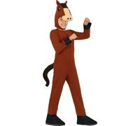 Costume cheval une pièce marron noir costume animalier enfant carnaval, taille : 110/116 Couleur : Marron