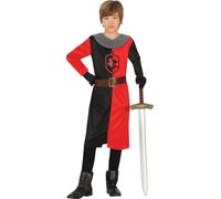 Costume Chevalier Enfant Dress Médiéval Carnaval Aventure Vêtement Tunique Cintura Héroïsme Imagination Jeu Créatif Amusant, Taille : 110/116 Couleur : Noir