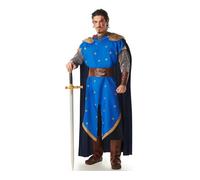 Costume - Chevalier Médiéval Bleu - Polyester - Inclus: Capuche, Chemise, Tunique, Ceinture, Brassards M/L