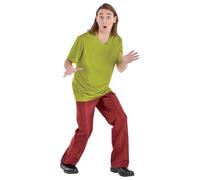 Costume classique à poils longs pour homme | Tenue de personnage de Scooby Doo avec chemise verte et pantalon marron, multicolore, plus