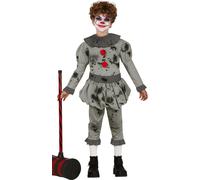 costume clown horreur polyester gris taille 7-9 ans
