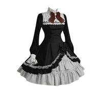Costume Cosplay Lolita Maid Cost Belle Robe de l'arc rétro Halloween (noir xxl)