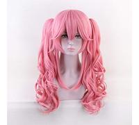 Costume Costume Costume Cosplay Costume GHK Destin/Grand Ordre Perruque Longue Bouclée Tamamo no Mae Halloween Rose Synthétique Anime Perruques Cheveux Avec Des Queues De Cheval