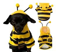 Costume d'abeille pour Chien et Chat - Manteau à Capuche Amusant pour Chien de Petite et Moyenne Taille - Chiot, Chihuahua, Yorkshire, fête d'halloween, Cosplay - Noir et Jaune (Taille L)
