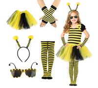 Costume d'abeille, pour fille, costume de maya l'abeille, costume de carnaval, bandeau d'abeille, jupe en tulle, chaussettes rayées, gants longs, lunettes d'abeille, déguisement de carnaval pour femme