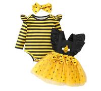 Costume D'abeille Pour Tout-Petits, Bébés, Filles, Adorable Grenouillère, Carnaval, Halloween, Pâques, Thanksgiving, Anniversaire, Abeille Bulle, Salopette À Bretelles, Bandeau, Tenue De Fête, Cosplay