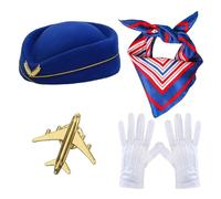 Costume D'agent De Bord - Costume D'élégant Hôtesse De L'air | Capitaine Des Compagnies Aériennes Costumee | Les Gants Du Chapeau D'agent De Vol Broche Adaptés Au Jeu De Rôle Party Halloween Cosplay D