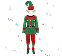 Costume d'aide du Père Noël pour filles - Tenue de fête festive - Robe de Noël - Aide du Père Noël pour filles, garçons, enfants, cosplay, pour bal masqué, fête, événements, théâtre, carnaval