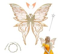 Costume d'ailes de fée - Ailes de papillon - Pour enfants et filles - Avec oreilles d'elfe - Couronne de fleurs - Ailes d'elfe - Ailes d'elfe - Adultes - Pour Noël, le carnaval, les anniversaires, les