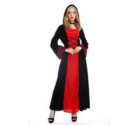 Costume Dames Femmes Carnaval Robe Moyen-âge Elfe Princesse Noir Rouge M