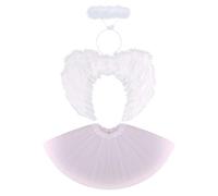Costume d'ange et de diable pour enfant fille - Jupe tutu en tulle + ailes d'ange + bandeau ange halo - Tenue de fée - Tenue d'Halloween - Noël - Carnaval - Cosplay, Ange blanc 3 pièces, 2-12 ans