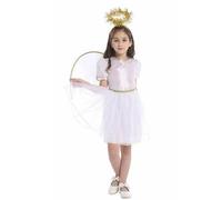 Costume d'ange pour enfant, robe blanche, ceinture et halo argentés, tenue de crèche de Noël pour filles, costume d'ange pour l'école, les fêtes et les événements festifs (taille XL)