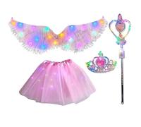 Costume d'ange pour fille - Ailes de cosplay lumineuses, robe de fête d'Halloween | Costume du festival pour pour les événements scolaires, le feu de de vacances de Noël d'anniversaire et