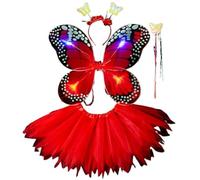 Costume d'ange pour fille - Robe de fée avec jupe magique colorée pour tout-petits, rouge, 4-10 ans