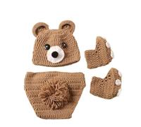 Costume d'animal confortable et élégant pour nouveau-né - Ours de dessin animé - Ensemble de vêtements et de chaussures pour bébé - Première séance photo - Ours de dessin animé - Tenue de photographie