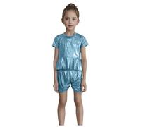 Costume Danse Brillant Fille Tenue Hip Hop Jazz Scintillante Top Court sans Manches avec Short pour Streetwear Soirée Discothèque Tenue Disco des années 70 et 80