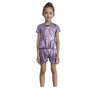 Costume Danse Brillant Fille Tenue Hip Hop Jazz Scintillante Top Court sans Manches avec Short pour Streetwear Soirée Discothèque Tenue Disco des années 70 et 80