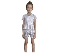 Costume Danse Brillant Fille Tenue Hip Hop Jazz Scintillante Top Court sans Manches avec Short pour Streetwear Soirée Discothèque Tenue Disco des années 70 et 80