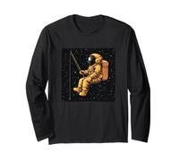 Costume d'astronaute amusant sur une pause de pêche pour homme et femme Manche Longue