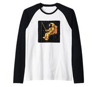 Costume d'astronaute amusant sur une pause de pêche pour homme et femme Manche Raglan