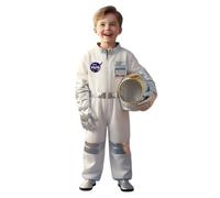 Costume d'astronaute blanc avec chapeau et gants - Costume d'astronaute pour enfant, cadeau d'enfant, costume d'aventure spatiale pour carnaval, cosplay, jeu de rôle (C, M)