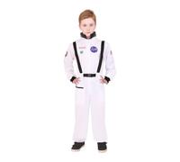 Costume d'astronaute blanc pour enfant - Taille M - Combinaison une pièce - Costume spatial de style NASA pour la journée mondiale du livre, Halloween et les projets scientifiques scolaires