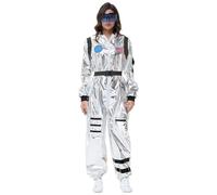 Costume d'astronaute en argent pour femme - Combinaison d'astronaute pour femme - Combinaison d'espace avec lunettes et ceinture - Combinaison d'astronaute - Combinaison cosmonaute - Aventure galaxie