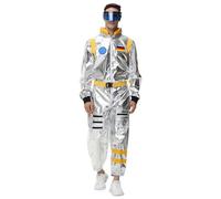 Costume d'astronaute pour homme - En argent - Pour adulte - Costume d'astronaute - Costume de carnaval - Costume de spatial - Avec ceinture et verres - Costume de carnaval