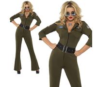Costume D'Aviateur Top Gun Pour Femmes Années 80, Tenue De Pilote, XS-M