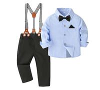 Costume de baptême pour garçon de 80 ans - Chemise à manches longues - Pantalons avec cravate - Tenue de gentleman - Robe de fête - Maillot Turquie, bleu, 12-18 mois
