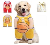 Costume de basket-ball pour chien avec ballon, costume d'Halloween pour chien de petite et moyenne taille (jaune, taille M)