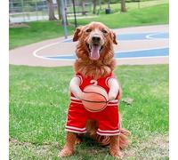 Costume de basket-ball pour chien avec ballon, costume d'Halloween pour chien, joueur de basket-ball tenant un maillot de basket-ball avec costume de balle, costume d'animal domestique pour chien et