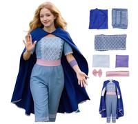 Costume de Bo Peep - Costume de bergère - Ensemble complet avec cape, costume d'Halloween pour femmes pour fête, bleu, taille XS