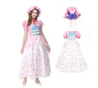 Costume de Bo Peep, tenue de costumade de bergère, robe à pois pour Halloween (rose, taille M)