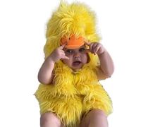 Costume de Canard pour Tout-Petit Halloween Hooded Mignon Zipper Cotton Blend Duck Costume Unisexe sans Manches Costumes Baby Halloween pour la scène de la fête Cosplay, pour Les Enfants 90 cm