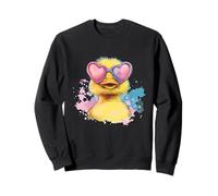 Costume de canard vibrant avec lunettes en forme de cœur Sweatshirt