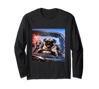 Costume de Carlin Amusant pour garçons et Filles rétro Meme Alien Cop Car Chase Manche Longue