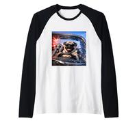 Costume de Carlin Amusant pour garçons et Filles rétro Meme Alien Cop Car Chase Manche Raglan