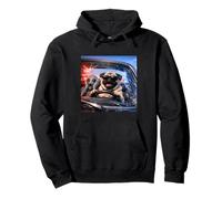 Costume de Carlin Amusant pour garçons et Filles rétro Meme Alien Cop Car Chase Sweat à Capuche