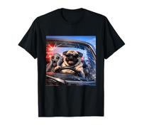 Costume de Carlin Amusant pour garçons et Filles rétro Meme Alien Cop Car Chase T-Shirt