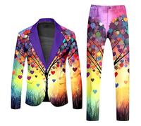 Costume de carnaval 2 pièces pour homme - Costume amusant pour homme - Pour boule disco - Pour fête, carnaval, mariage, fête à thème des années 80 - Tenue disco - Veste de costume - Pantalon de