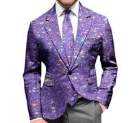 Costume de carnaval 2026 avec paillettes - Veste de soirée formelle - Coupe ajustée - Alternative moderne pour les événements de gala, lilas, XXL