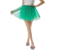Costume de carnaval avec tutu à paillettes scintillantes avec doublure intérieure douce en tulle pour femme - Robe de fête bouffante en tulle - Demi-tutu pailleté, 01#_Vert menthe, Taille unique