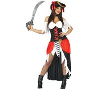 Costume de carnaval d'aventurière pirate tricorne corsaire manteau de marin aventure, taille : 38 - 40 (M) Couleur : Noir