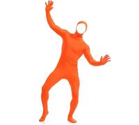 Costume de carnaval orange, visage ouvert, combinaison de cosplay moulant, pour homme et femme, costume Slenderman, seconde peau, idéal pour Halloween, carnaval et bal masqué, unisexe pour adulte