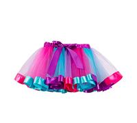 Costume de carnaval pour enfant fille - Jupe de ballet - Costume de fête - Jupe de danse en tulle arc-en-ciel, Rose, 5-8 ans