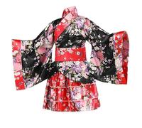 Costume de carnaval pour enfant, robe de danse animée, jupe Lolita, robe de soirée japonaise pour femme, kimono, Noir , 8-9Years