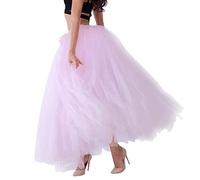 Costume de carnaval pour femme - Jupe en tulle légère - Avec ceinture - Couleur unie - Jupe de scène - Tutu de ballet - Rétro - Robe de cocktail - Demi-jupe, Rose (01), taille unique