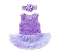 Costume de carnaval pour nouveau-né bébé fille anniversaire tutu robe rose grenouillère body jupe en dentelle sans manches combinaison bandeau tenue de princesse, Pp2, 3-6 mois