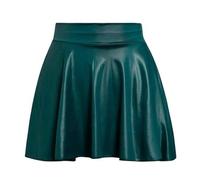 Costume de carnaval taille haute plissée unie jupe courte jupe ample jupe patineuse métallique scintillante brillante évasée plissée trapèze mini jupe, bleu ciel, M